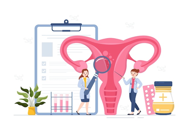 Clínica de Fertilidade no Tratamento de Infertilidade para Casais e Alças em Ilustração Desenhada à Mão Plana