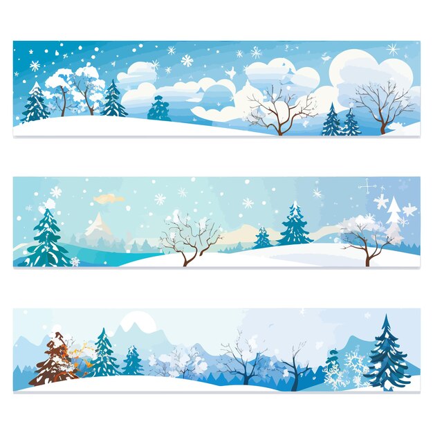 Vetor clip art de bandeiras de neve em fundo branco