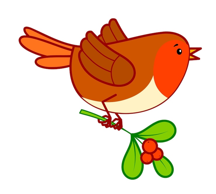 Vetor clip-art de desenhos animados de natal. ilustração de clipart de pássaros de natal