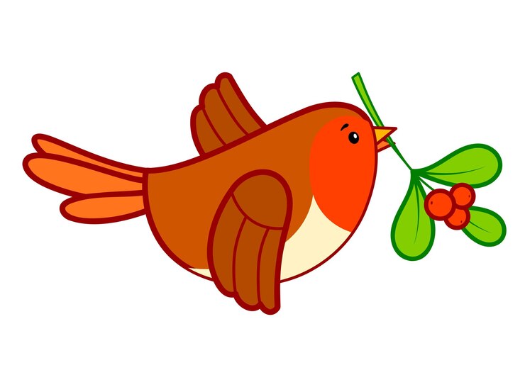 Vetor clip-art de desenhos animados de natal. ilustração de clipart de pássaros de natal