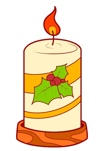 Vetor clip-art de desenhos animados de natal. ilustração em vetor clipart de vela.