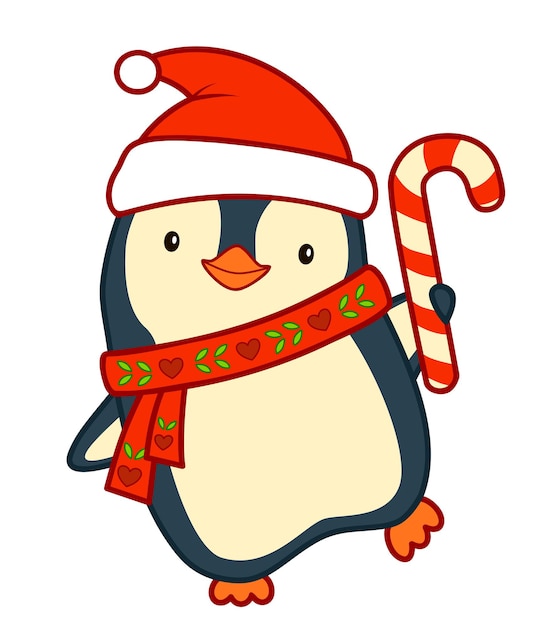 desenho de pinguim fofo celebrando o natal 3484587 Vetor no Vecteezy