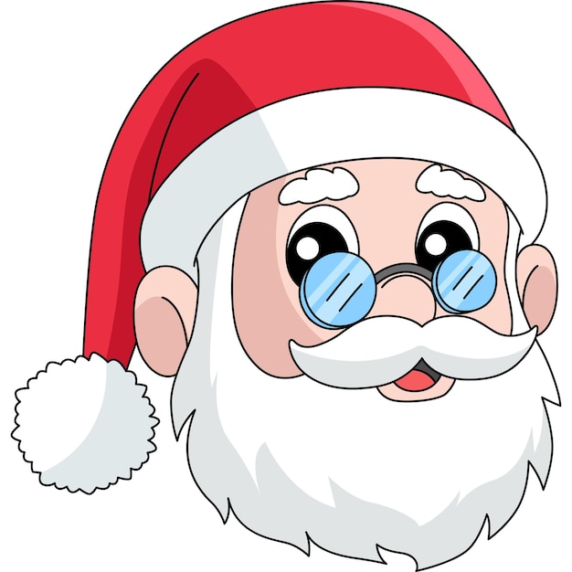 Vetor clipart colorido de desenho animado de cabeça de papai noel de natal