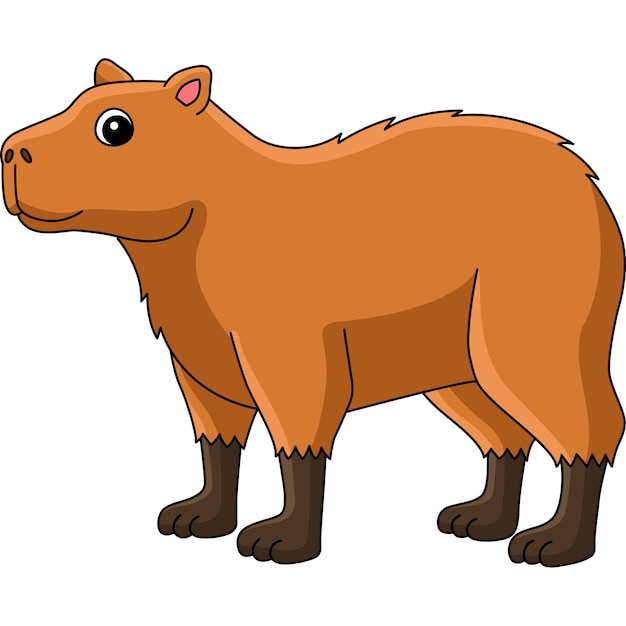 Vetor clipart colorido de desenho animado de capivara