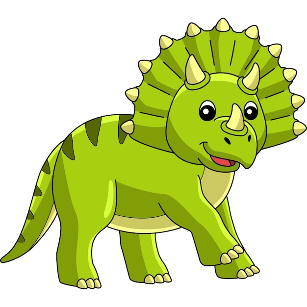 Clipart colorido de desenho animado de dinossauro tricerátopo