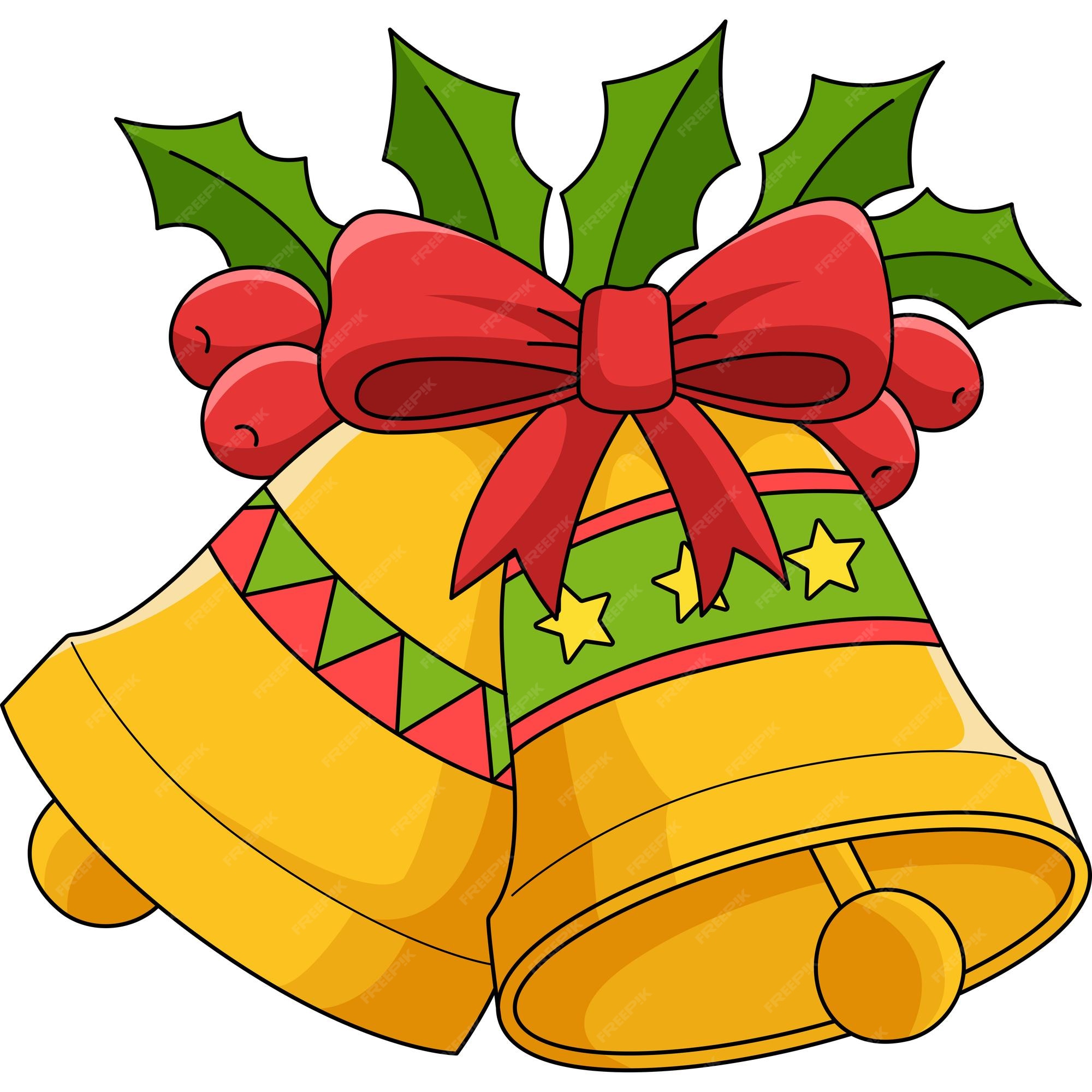 Clipart colorido de desenho de sino de natal