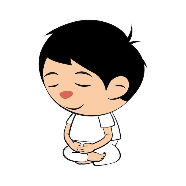 Clipart da versão de desenho animado do homem fazer meditação sentado