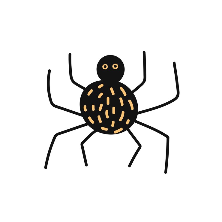 Vetor clipart de aranha preta vetorial ilustração de aranha fofa desenhada à mão
