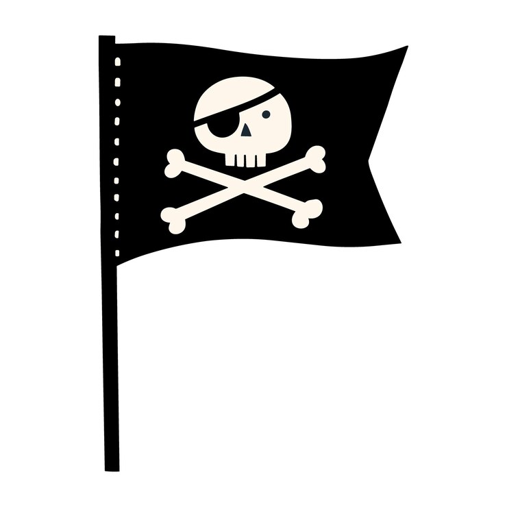 Vetor clipart de bandeira pirata para crianças em estilo plano