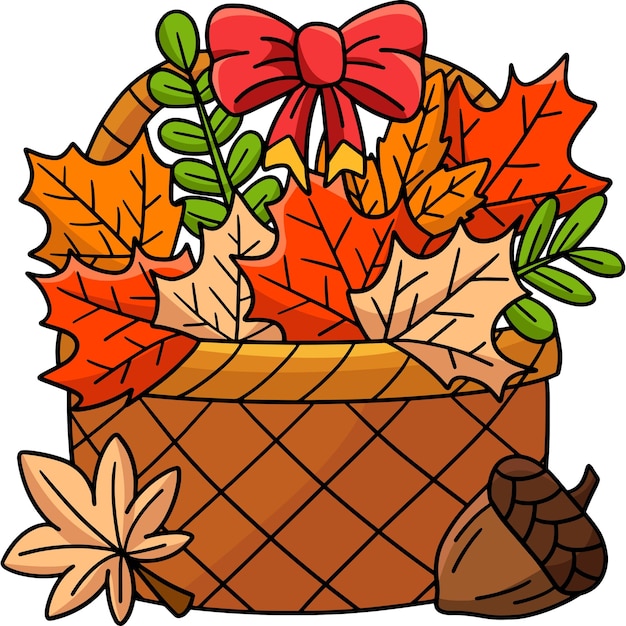 Clipart de desenhos animados de folhas de outono de cesta de ação de graças