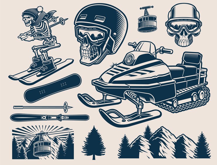Vetor clipart de esportes de inverno com diferentes ilustrações