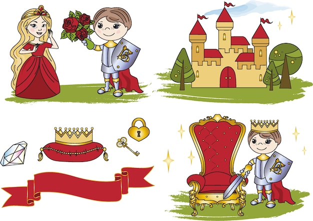 Clipart de fadas little king castle cor ilustração vetorial