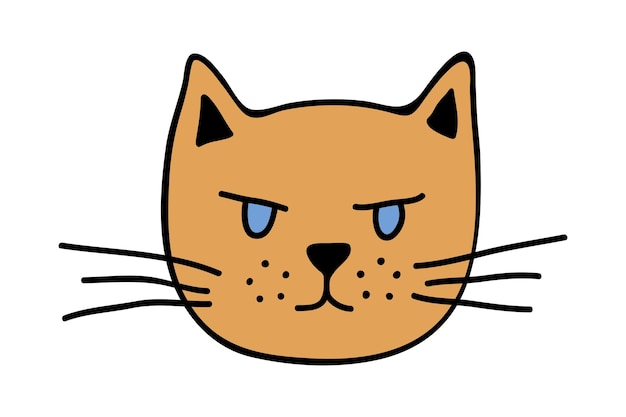 Clipart de focinho de gato desenhado à mão doodle de rosto de animal de estimação bonito