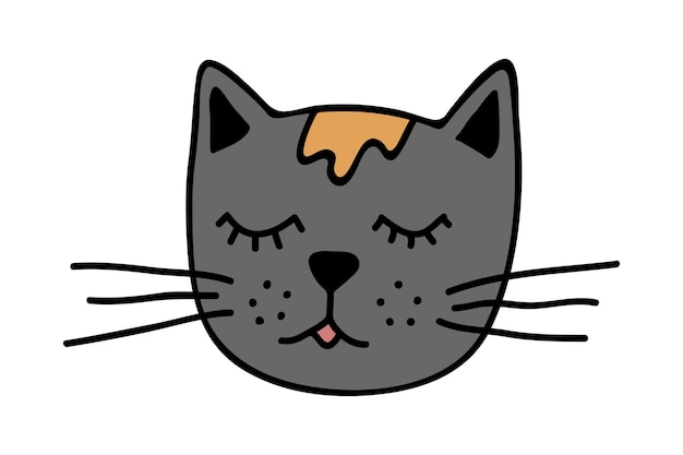 Clipart de focinho de gato desenhado à mão doodle de rosto de animal de estimação bonito