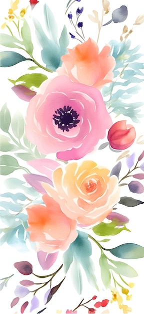 Clipart de folhas de flores em aquarela