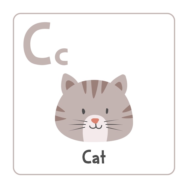 Vetor clipart de gato ilustração vetorial de desenho animado de estilo plano animais que começam com a letra c