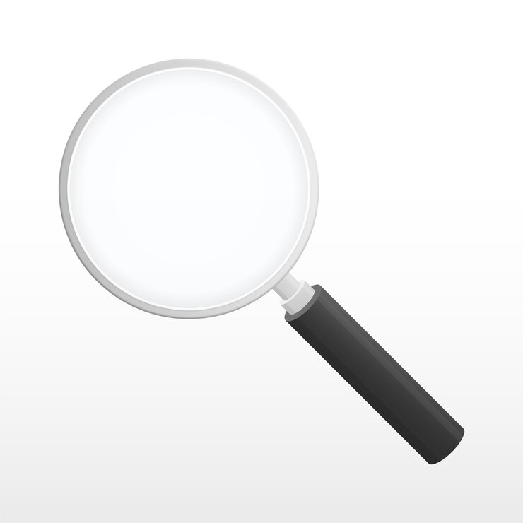 clipart de ícone de lupa para pesquisa com alça preta e lente transparente