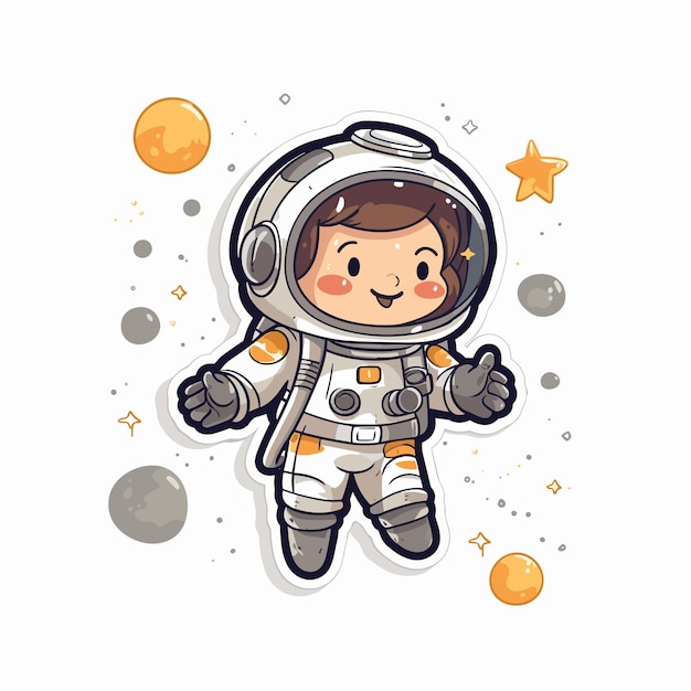 Clipart de ilustração de astronauta infantil e espaço astronauta fofo isolado no fundo