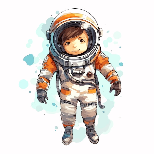 Vetor clipart de ilustração de astronauta infantil e espaço astronauta fofo isolado no fundo