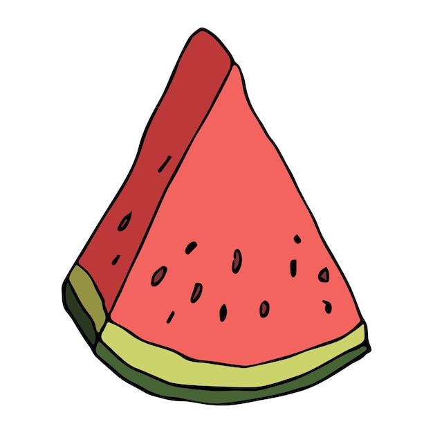 Clipart de melancia vetorial fofo ícone de fatia de melancia desenhada à mão ilustração de frutas