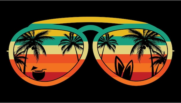 Clipart de óculos de sol de praia vintage retrô