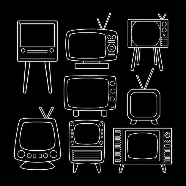 Vetor clipart de tv vintage branco