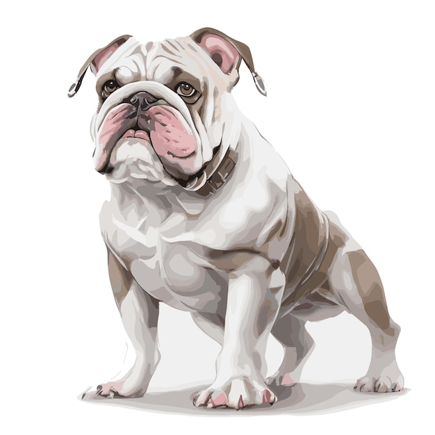 Vetor clippart de animal bulldog com fundo branco editável