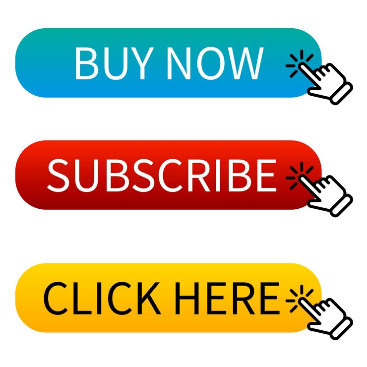 Vetor clique aqui para links para sitesicon com clique aqui e mãoicon de cursor de mão com botão amarelo c