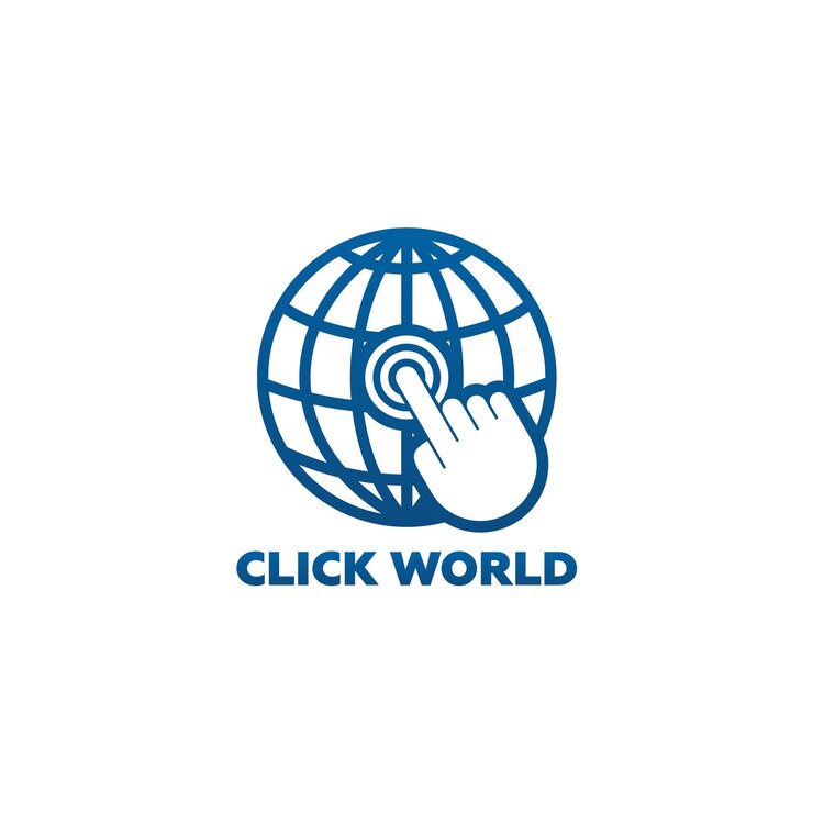 Clique na seta e toque em Design de modelo de logotipo mundial Vector Emblem Design Concept Símbolo criativo