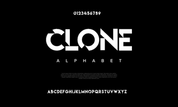 Clone criativo moderno urbano alfabeto fonte Digital abstrato muçulmano futurista moda esporte mínimo