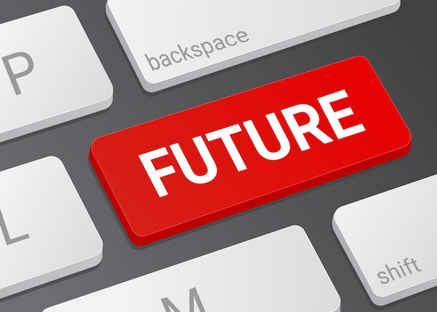 Vetor close-up do botão futuro em uma ilustração realista de teclado branco moderno de um laptop