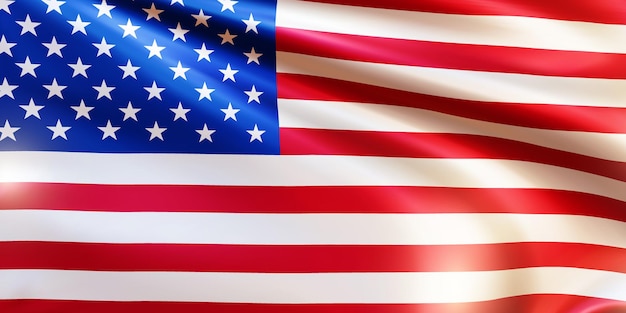 Close-up realista da bandeira nacional americana