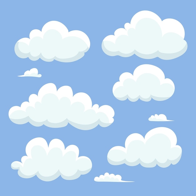 Vetor cloud illustration cartoon style vector collection set (conjunto de coleções vetoriais de ilustrações de nuvens)