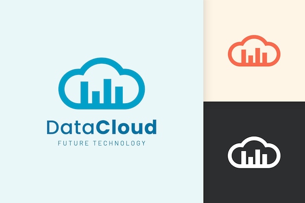 Cloud ou data logo em estilo moderno com cor azul