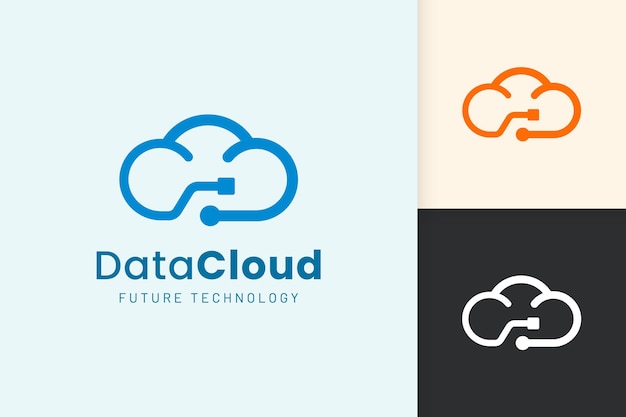 Cloud ou data logo em estilo moderno com cor azul