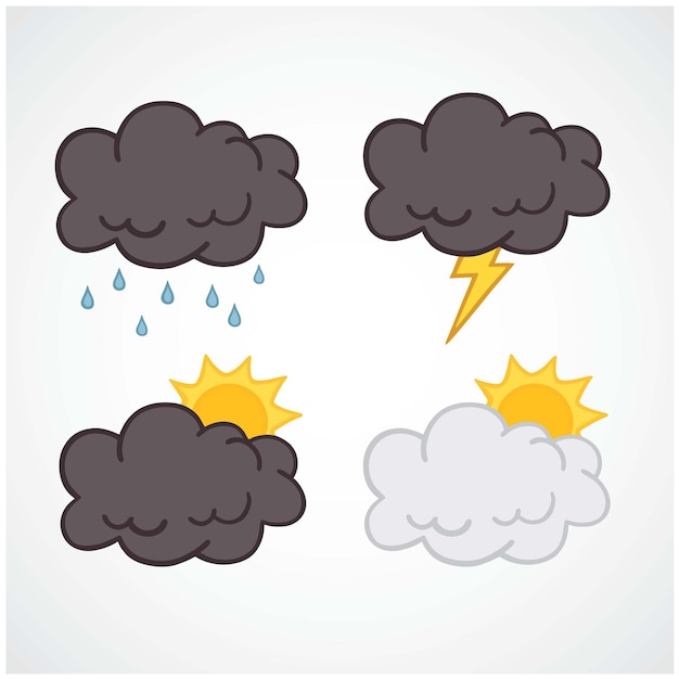 Cloud set weather element set collection flat design vector