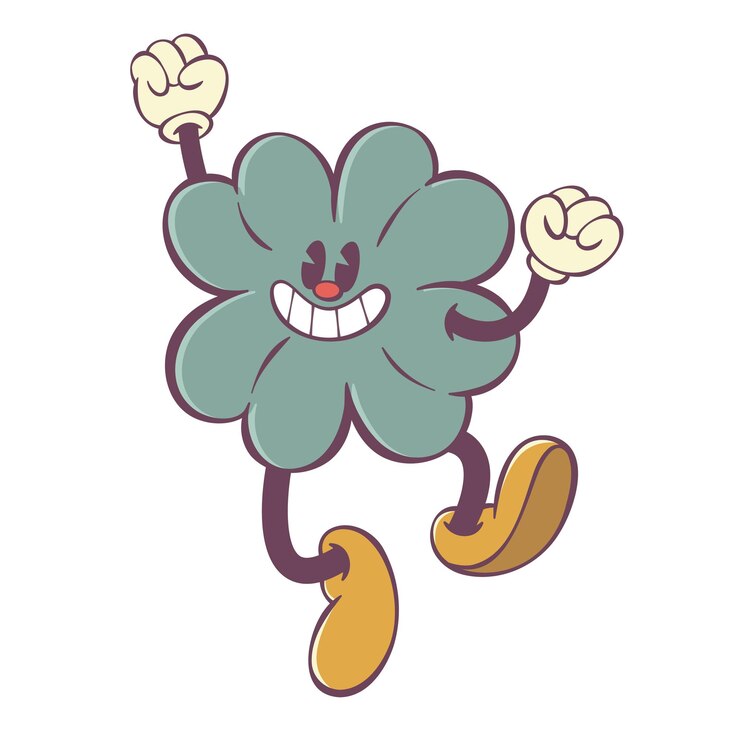 Vetor clover personagem de desenho animado retro groovy