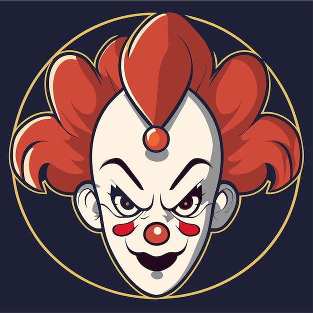 Clown colorido desenhado à mão plano estiloso adesivo de desenho animado conceito de ícone ilustração isolada