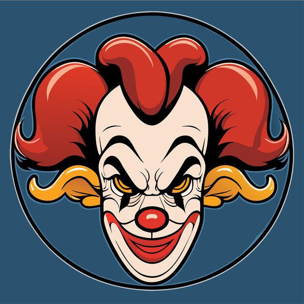 Vetor clown colorido desenhado à mão plano estiloso adesivo de desenho animado conceito de ícone ilustração isolada