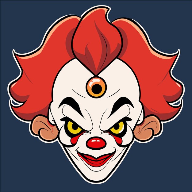 Vetor clown colorido desenhado à mão plano estiloso adesivo de desenho animado conceito de ícone ilustração isolada