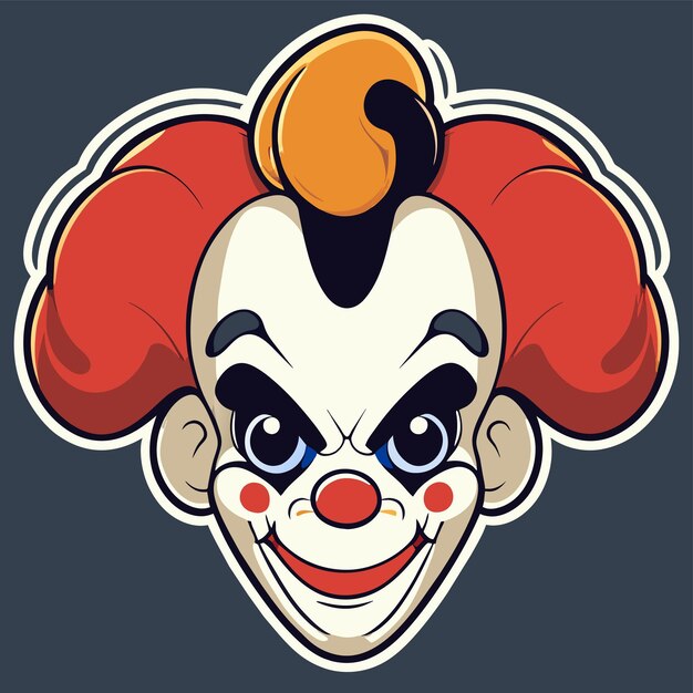 Vetor clown colorido desenhado à mão plano estiloso adesivo de desenho animado conceito de ícone ilustração isolada