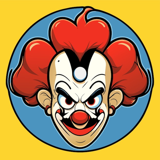 Vetor clown jocker colorido desenhado à mão, plano, elegante, adesivo de desenho animado, ícone, conceito, ilustração isolada