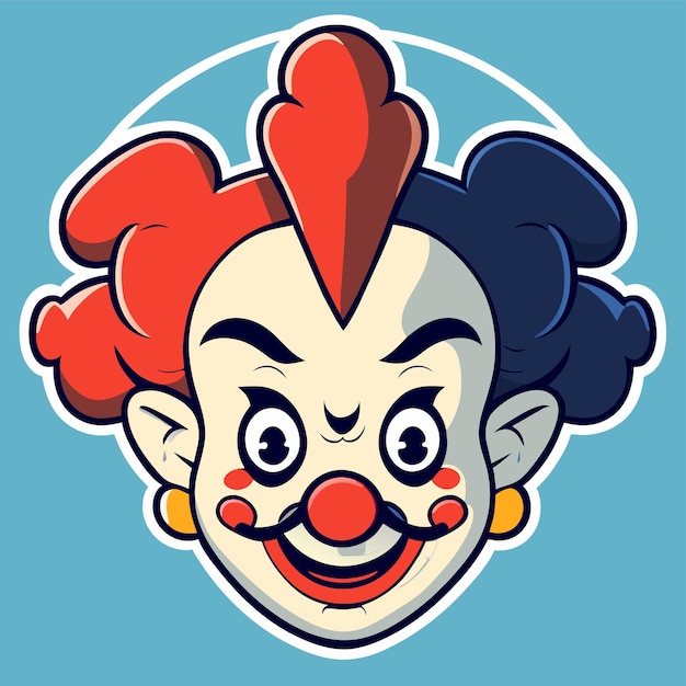 Vetor clown jocker colorido desenhado à mão plano estiloso adesivo de desenho animado conceito de ícone ilustração isolada