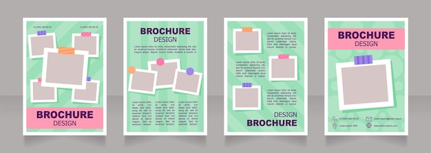 Clube criativo para design de folheto em branco para crianças. Aula de educação. Modelo definido com espaço de cópia de texto. Coleta de relatórios corporativos pré-fabricados. 4 páginas de papel editáveis. Fontes Arial, Tahoma usadas