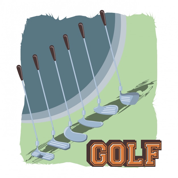 Clube de golfe retrô banner com conjunto de palitos