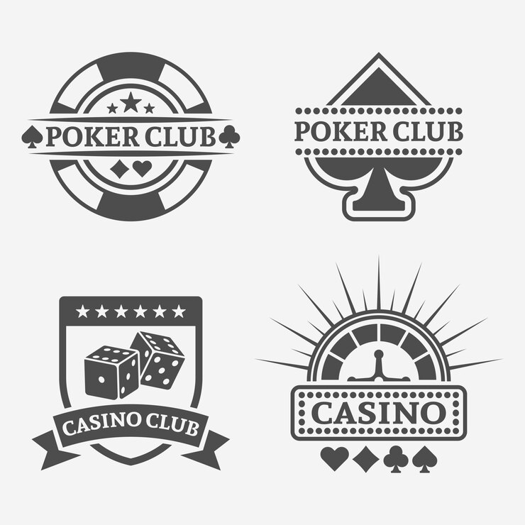 Clube de pôquer e jogos de azar casino isolado vector rótulos vintage