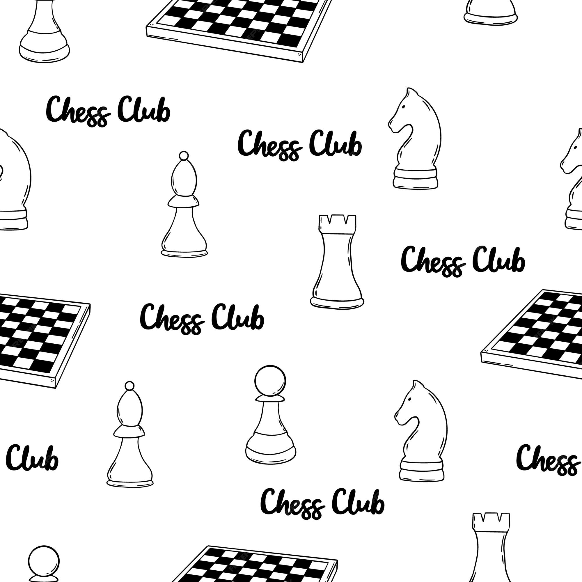 peças de xadrez em estilo de desenho. fundo da web do clube de