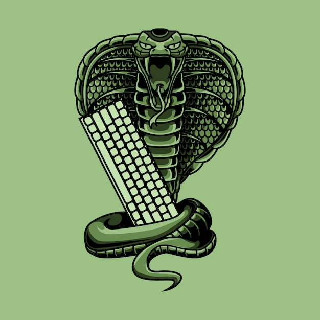 Vetor cobra cobra com ilustração de teclado