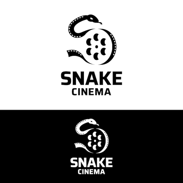 Cobra com listras de carretel de câmera em logotipo preto simples