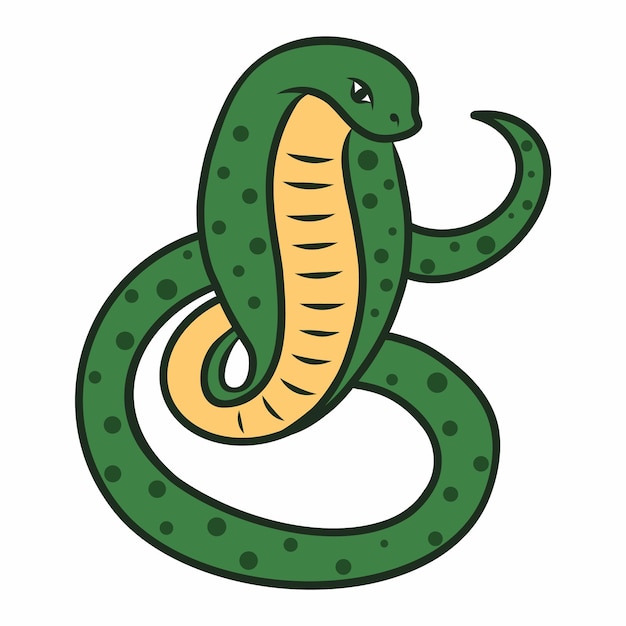 Cobra em fundo branco desenho para crianças ilustração de doodle em vetor de cobra